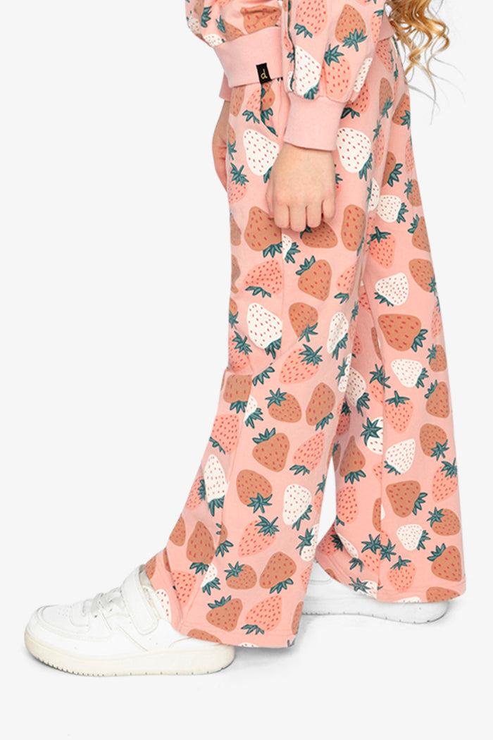 Wide Leg Sweatpants Pink Strawberry Print-2