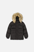 Winter Jacket With Faux-Fur Hood Black-0
