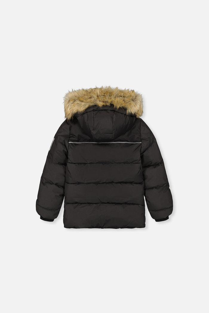 Winter Jacket With Faux-Fur Hood Black-1