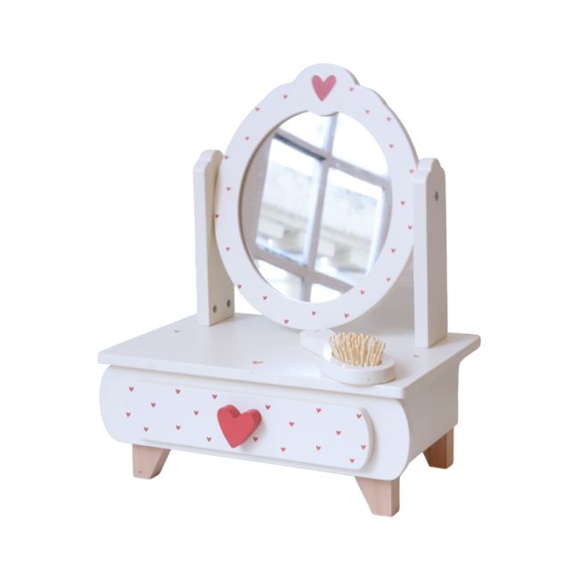 Le Petit Souk - Wooden Toy - Mini Dressing Table - Terracotta Hearts - Front