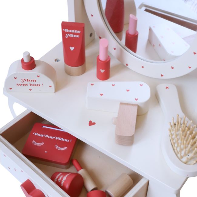 Le Petit Souk - Wooden Toy - Mini Dressing Table - Terracotta Hearts - Details