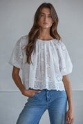 Woven Cotton Eyelet Round Top